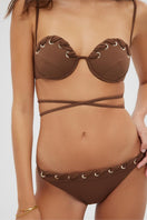Maliluha Serein bikini set in brown, featuring a stylish two-piece swimwear with a classic cut and adjustable straps.