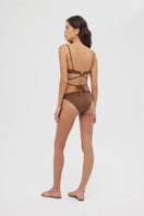 Maliluha Serein bikini set in brown, featuring a stylish two-piece swimwear with adjustable straps and a smooth fabric finish.