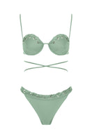 Maliluha Serein bikini set in mint green, featuring a stylish two-piece design with adjustable straps and matching bottoms.