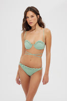 Maliluha Serein bikini set in mint color featuring a two-piece design with adjustable straps and matching bottoms.