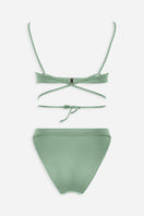 Maliluha Serein bikini set in mint color, with matching top and bottom, displayed on a mannequin for a stylish swimwear look.