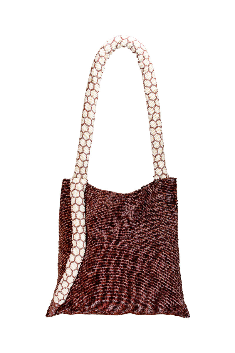 SERPENT BIG BURGUNDY AND CREAM BAG - CULT MIA