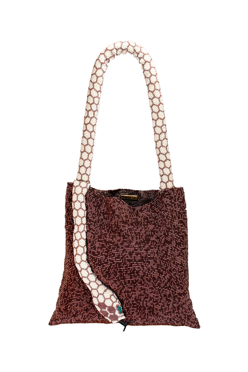 SERPENT BIG BURGUNDY AND CREAM BAG - CULT MIA