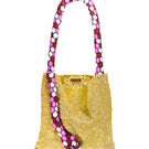 Small gold and pink snake-print shoulder bag from SAC DE SOUL with white accents, featuring a stylish, compact design.