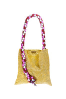 Small gold and pink snake-print shoulder bag from SAC DE SOUL with white accents, featuring a stylish, compact design.