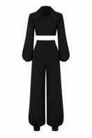 Lili Blanc Crystal Volume Trousers, stylish pants with crystal embellishments, displayed on a neutral background.
