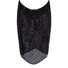 Black sheer mesh midi skirt by Tayfun Kaba, featuring lightweight, semi-transparent fabric and a stylish, flowy silhouette.