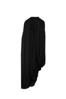 Black sheer maxi dress by YASSMIN SALEH featuring a ghost back design and elegant flowing fabric.