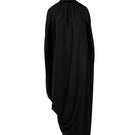 Black sheer maxi dress by Yassmin Saleh featuring a flowing design and transparent fabric, shown from the front.