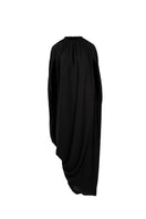 Black sheer maxi dress by Yassmin Saleh featuring a flowing design and transparent fabric, shown from the front.
