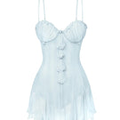 Light blue Shell Corset Mini Dress by Stolen Stores, featuring a fitted bodice and stylish shell detailing on the front.