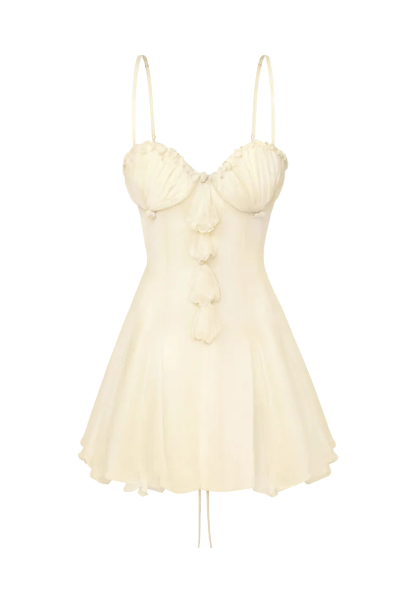 SHELL CORSET MINI DRESS IN LIGHT YELLOW