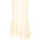 Light yellow asymmetric sheer maxi skirt by Stolen Stores, featuring a flowing design and elegant silhouette.