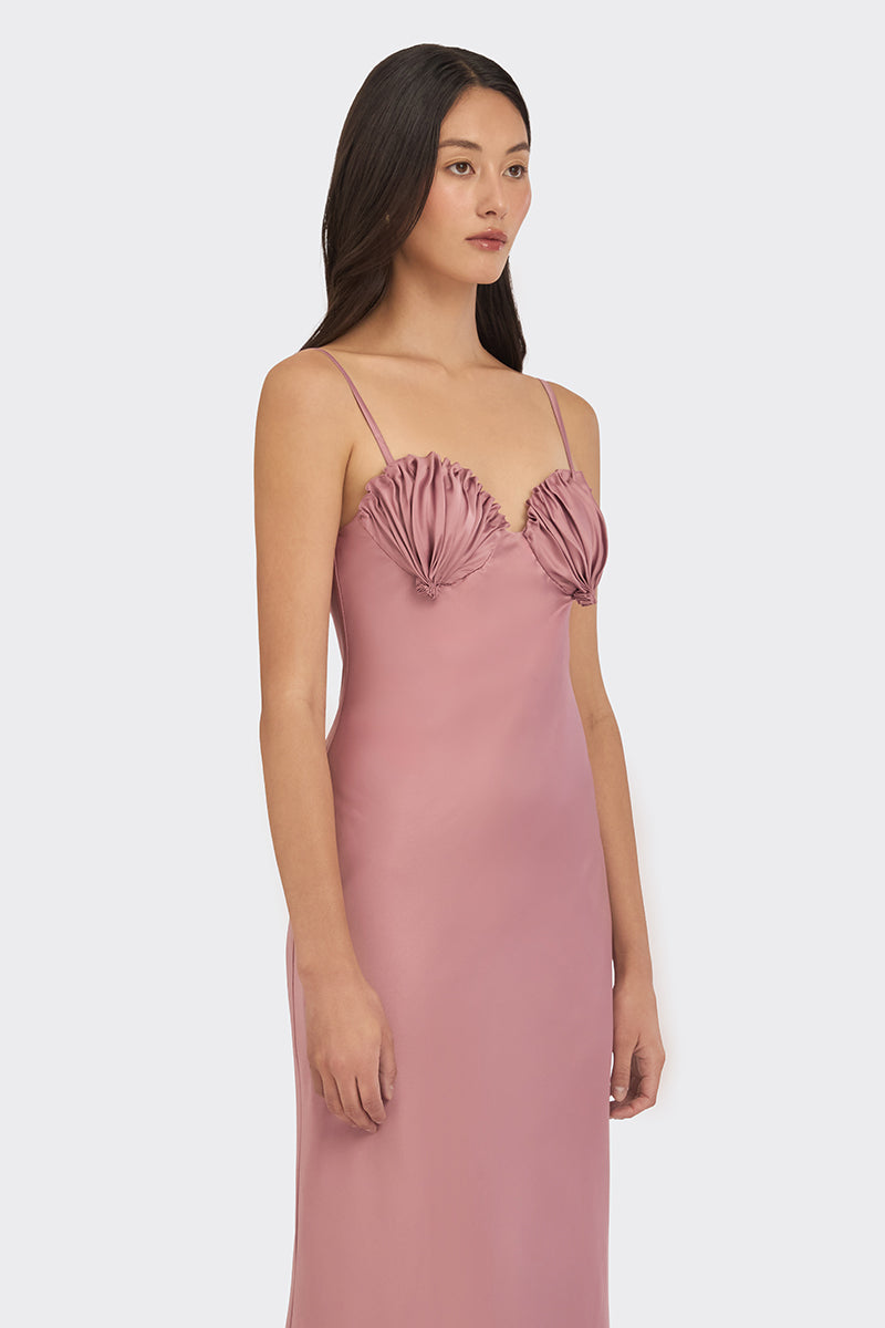 Purple shell slip maxi dress by Stolen Stores, featuring a flowy silhouette and stylish design perfect for casual or special occasions.