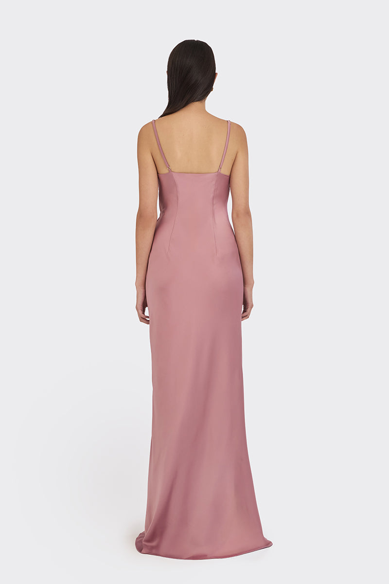 full length slip for maxi dress Women's Baby Pink Ruched Detail Satin SATIN SLIP MAXI DRESS -