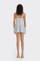 Light blue shell corset mini dress by Stolen Stores, featuring fitted design and stylish shell detailing.