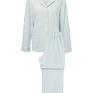 Blue SHELL women's silk wool pajama set by MANITO, featuring a comfortable, stylish pajama top and bottoms.