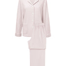 Pink silk wool pajama set for women by MANITO, featuring a comfortable and stylish pajama top and bottom.