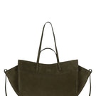 Saonara olive suede shoulder shopping bag with stylish design and soft texture, ideal for everyday use.