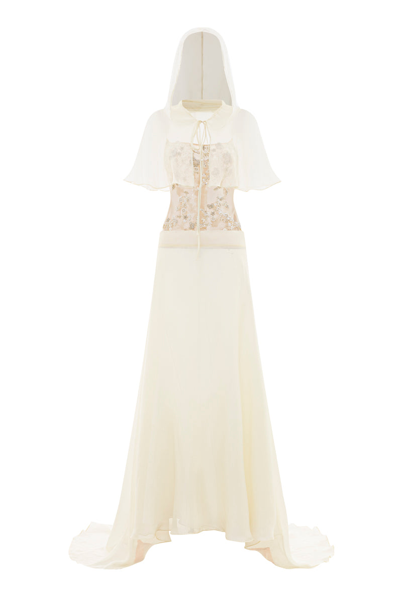Pastel yellow POEM Sieste maxi dress with flowing fabric and elegant design, perfect for casual or summer occasions.