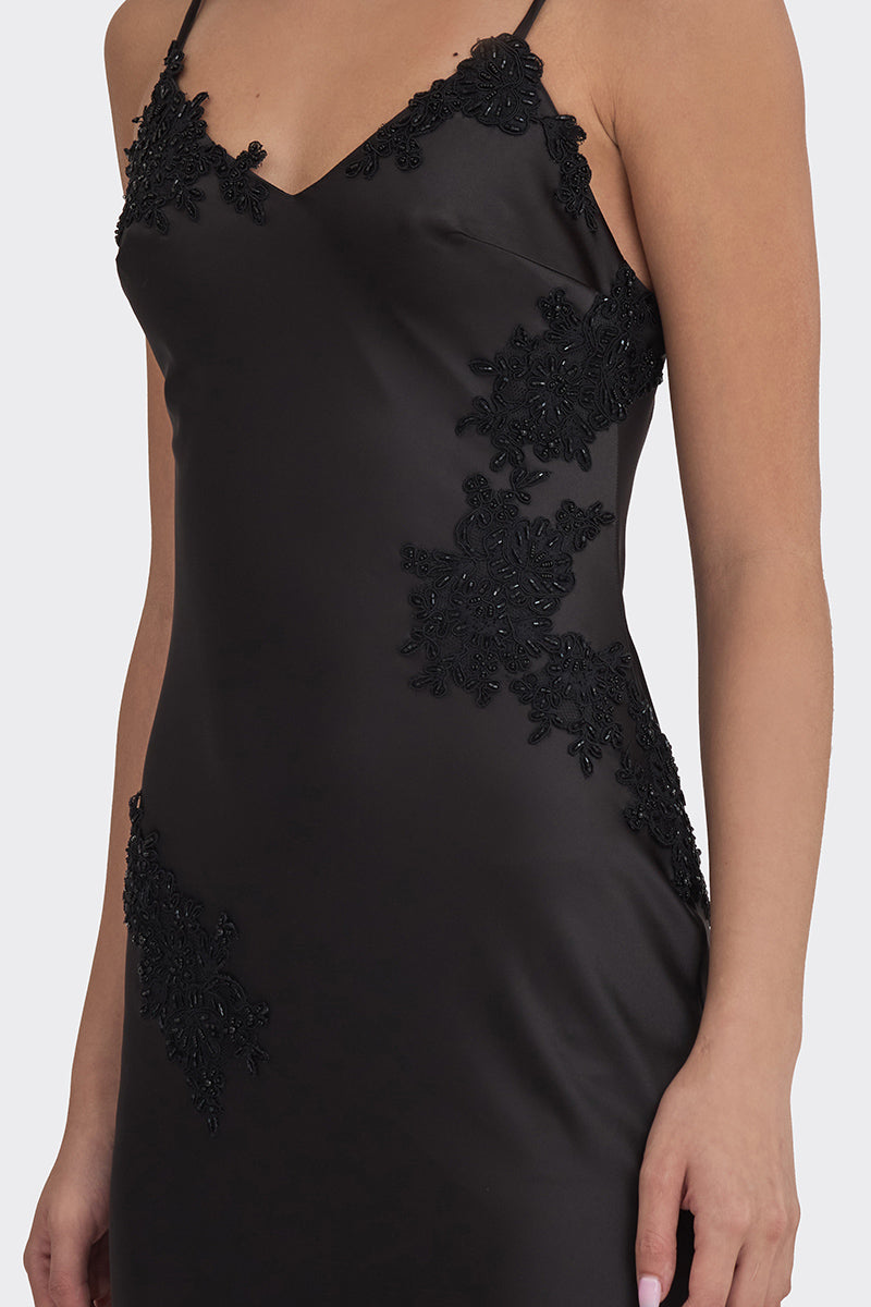 SIGNATURE V NECK LACE MAXI DRESS IN BLACK | CULT MIA | Stolen Stores SIGNATURE V NECK LACE MAXI DRESS IN BLACK | CULT MIA | Stolen Stores