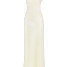 Light yellow Signature V-neck lace maxi dress by Stolen Stores, featuring a flowing silhouette and elegant neckline.