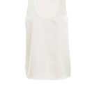 Kris Marán silky ivory lounge top, lightweight and smooth fabric, casual yet elegant, perfect for relaxed or lounge wear.