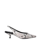 A pair of AERA Silvana Python Effect Heels featuring a sleek python print design and elegant high-heel style.