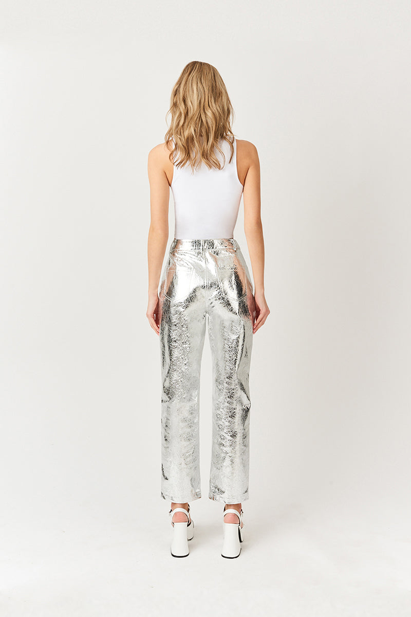 LUPE TEXTURED PANTS IN SILVER - CULT MIA