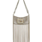 Silver shoulder bag by Silvia Gnecchi, THE BABY RODEO IN SILVER, featuring sleek design and metallic finish.