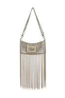 Silver shoulder bag by Silvia Gnecchi, THE BABY RODEO IN SILVER, featuring sleek design and metallic finish.