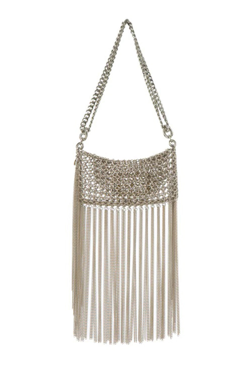 Silver shoulder bag by Silvia Gnecchi from The Baby Rodeo collection, featuring a sleek silver finish and stylish design.