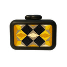 Yellow geometric clutch bag by Sy&Vie featuring polygon design, perfect for stylish accessories or evening outings.