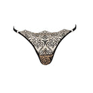 Black Ellipse Whispers string thong underwear from Ellipse Lingerie, showcasing a sleek, minimal design with delicate straps.
