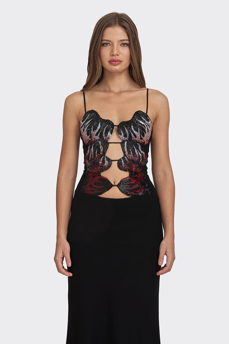 Stolen Stores MS. SIX-FIRE HEART MAXI SLIP DRESS | Cult Mia Stolen Stores MS. SIX-FIRE HEART MAXI SLIP DRESS | Cult Mia