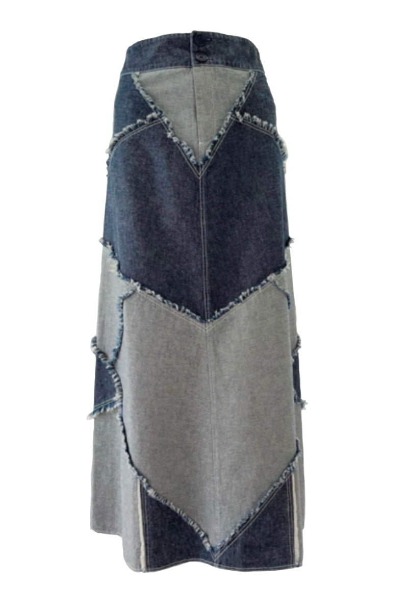 CUTS DENIM SKIRT IN BLUE
