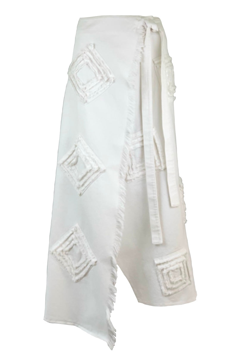 SPIRAL WRAP SKIRT IN IVORY