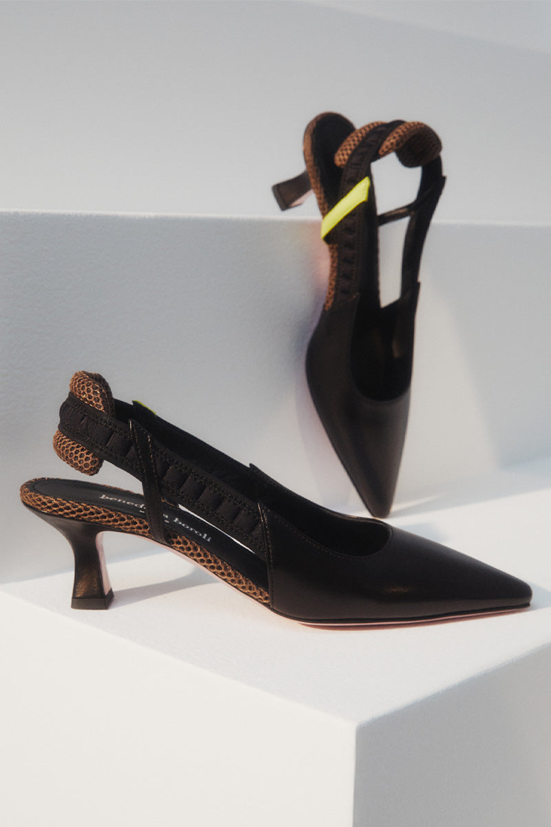 SLINGBACK TEA NERO HEELS - CULT MIA