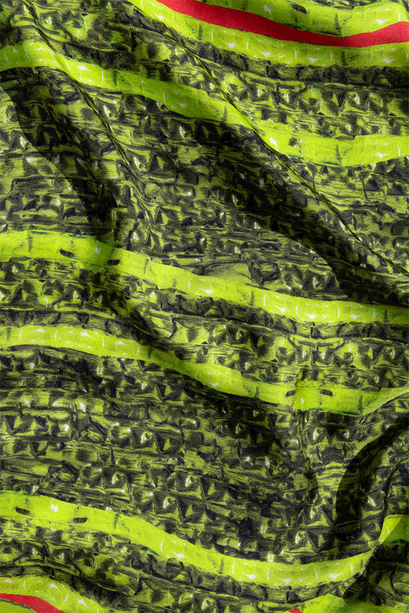 Amel Batita SNAQ Brocot silk scarf showing intricate brocot pattern and luxurious fabric detail.