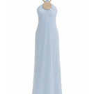 Baby blue Solara halterneck maxi dress by Maylé Vásquez, flowing fabric and elegant design for stylish summer wear.