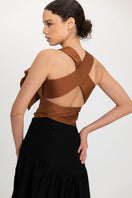 Ana + Maria glazed ginger sole crop top, featuring a sleek design and vibrant color, perfect for stylish summer outfits.