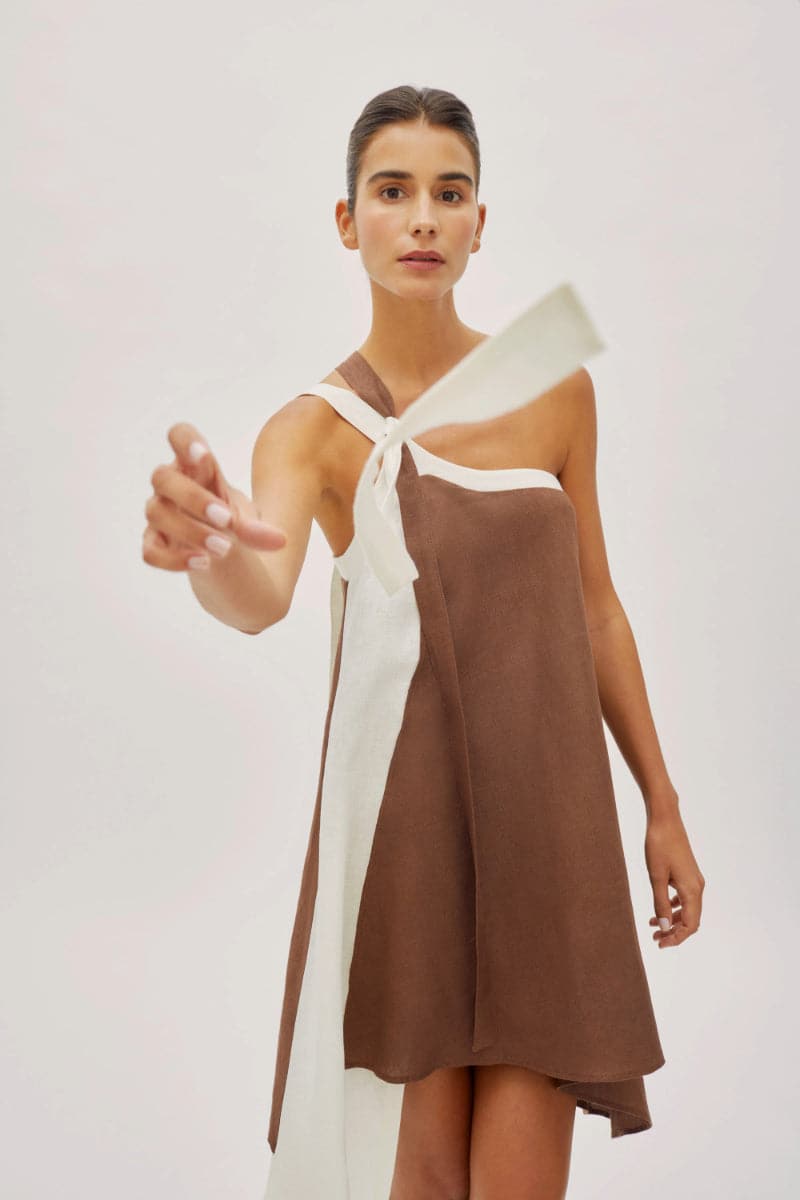Labeca SOLEIL TWO-TONE LINEN BELT DRESS | Cult Mia Labeca SOLEIL TWO-TONE LINEN BELT DRESS | Cult Mia