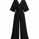 Black Sombra Palma jumpsuit by Maylé Vásquez, featuring a stylish, tailored design with a fitted waist and wide-leg pants.