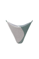 Suncillo Sophia bikini bottom in green sage and silver gray with sleek, minimal design, showing front view on a neutral background.