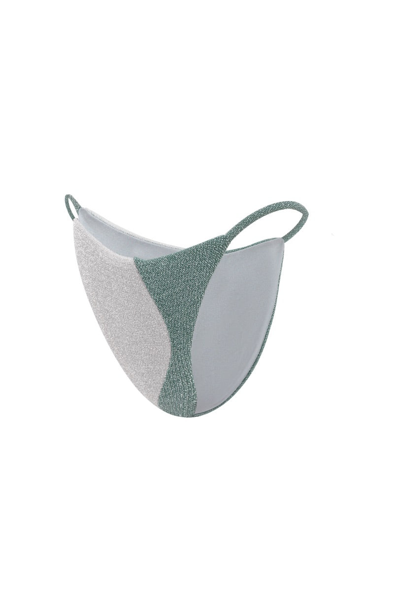 Suncillo Sophia bikini bottom in green sage and silver gray with a sleek, minimal design perfect for beachwear.