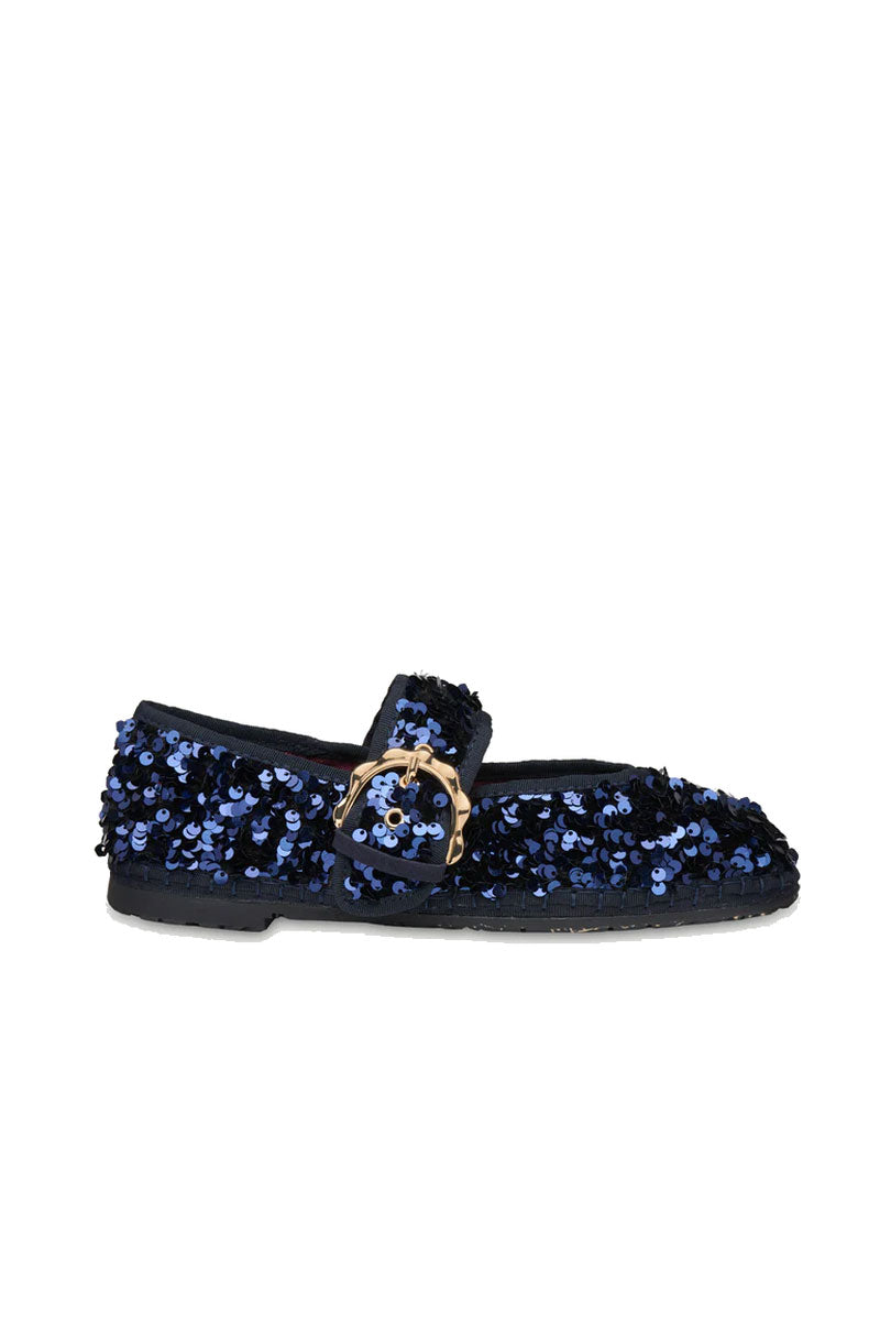 Flabelus Sophie Glinda navy flats with pointed toes and sleek design, perfect for casual or formal wear.
