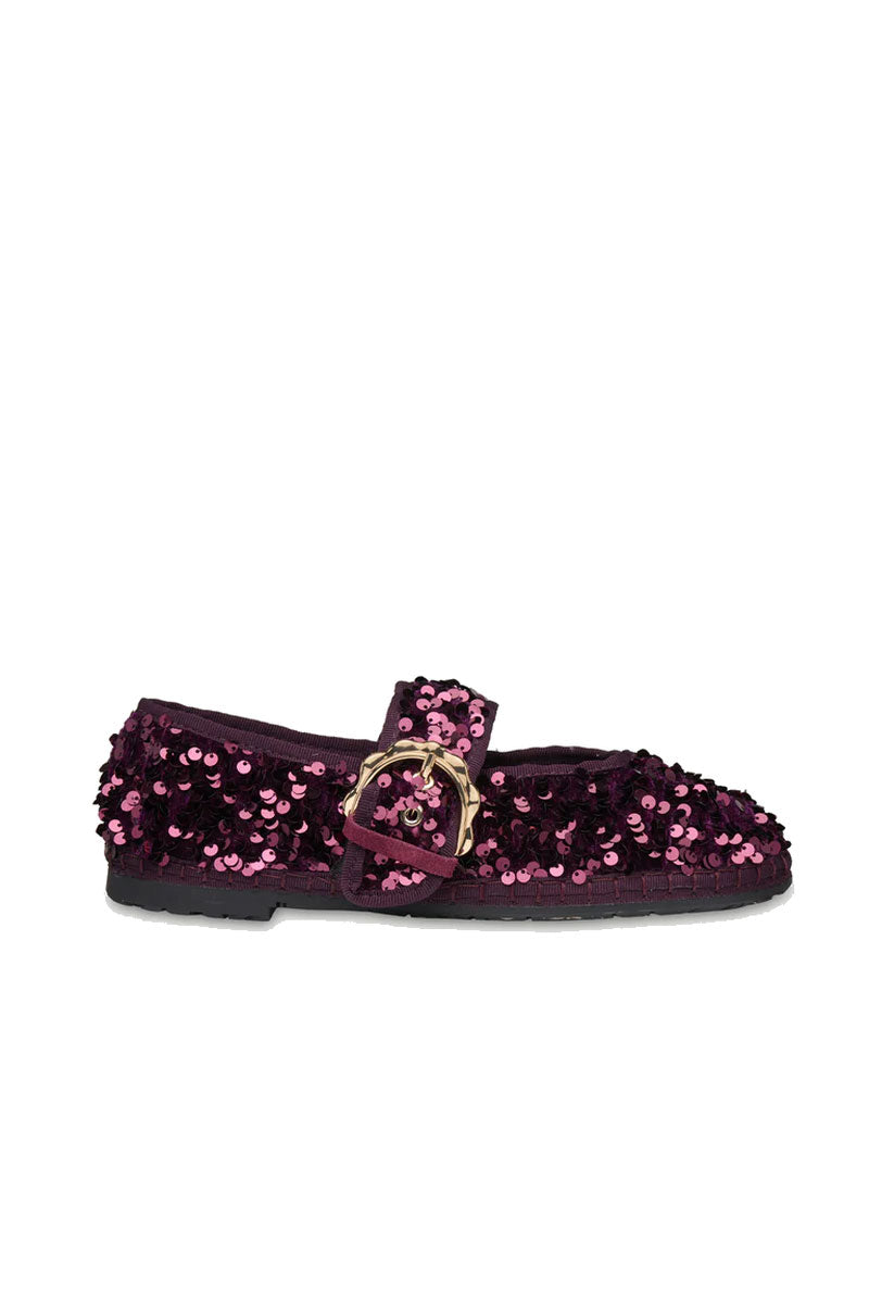 Flabelus Sophie Glinda purple flats with pointed toe and slip-on design, featuring sleek and comfortable footwear for women.