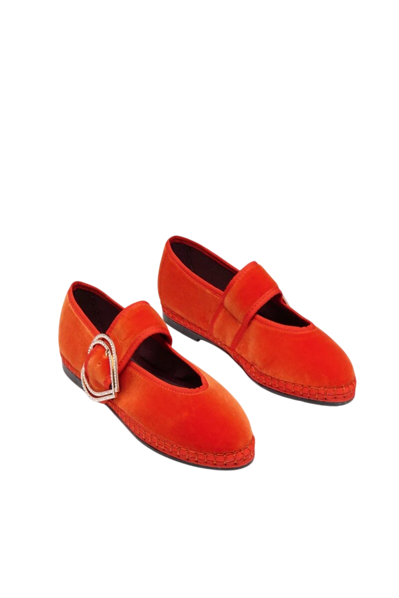 Flabelus Sophie Love orange flats with matching orange piping, stylish and comfortable footwear for casual wear.