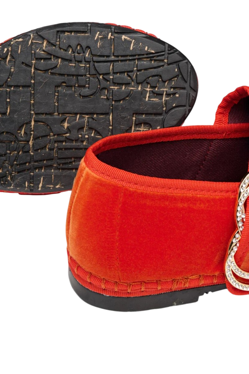Flabelus Sophie Love orange flats with matching orange piping, stylish and comfortable women's footwear.