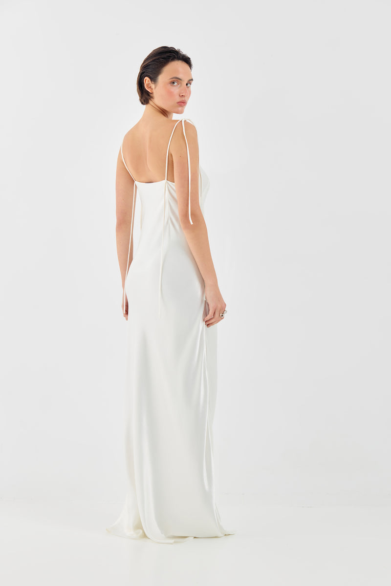 White Sophie maxi dress by Tamar Keburia, flowing fabric, elegant design, and stylish silhouette perfect for summer wear.